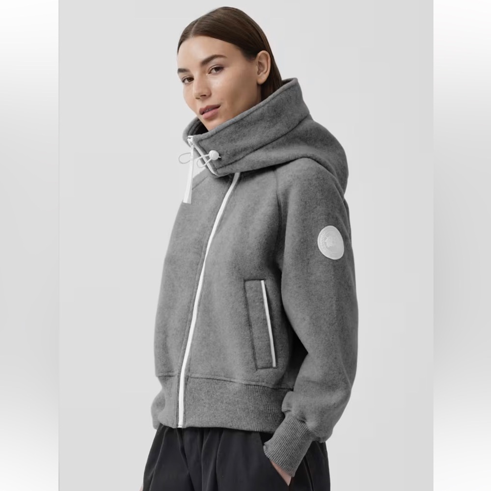 Canada Goose Grey Chilliwack Hooded Fleece Bomber Jacket